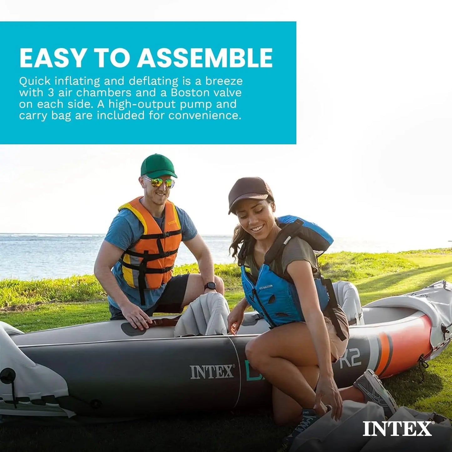 2-Person Inflatable Kayak Set, Dakota K2 with 86in Oars and Pump, Custom