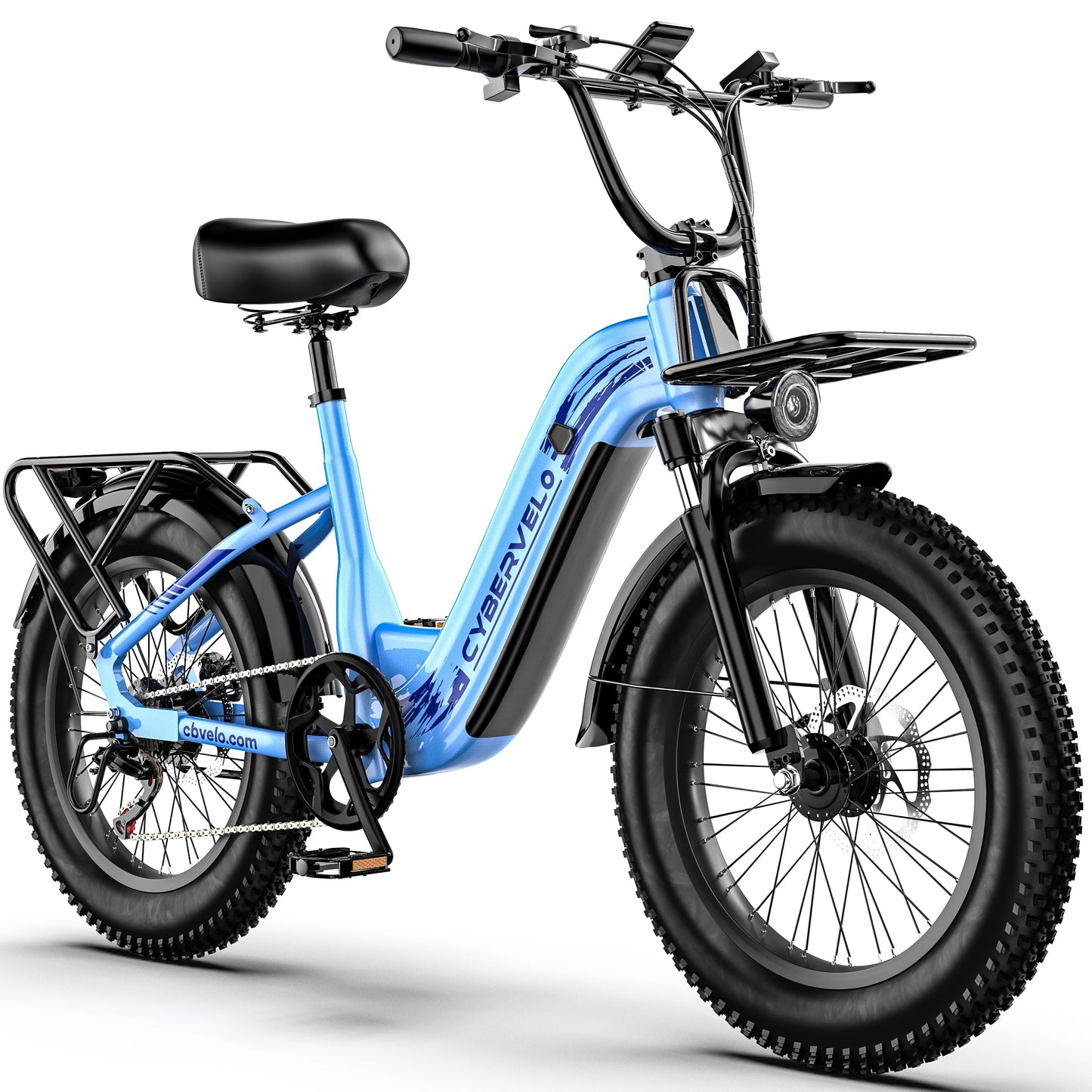 Cybervelo New arrival 20" Off-Road Sports E-bike, 1000W Peak 20ah Battery, 80 Miles Long Range 7-Speed Shift Electric Bike EK8