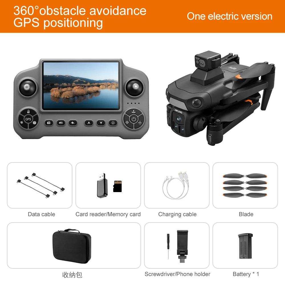 Folding Drone Lenovo A1R 3S, Large Screen Remote Control Camera Aerial FPV, Professional 8K GPS, Brush power Laser Obstacle.