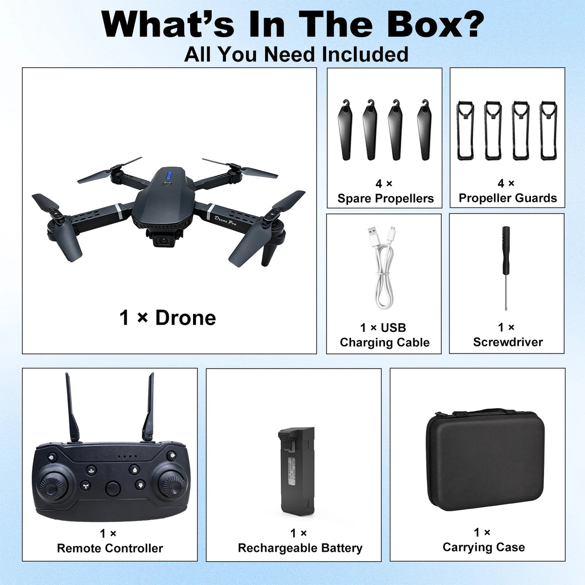 Black Foldable Drone Equipped with 4K High-Definition Camera Head, 1/2 Battery, 360° Roll, One Click Takeoff/Landing, WiFi Connection to Mobile Applications, Easy to Operate, Perfect Gift for Adults and Beginners, Remote Con