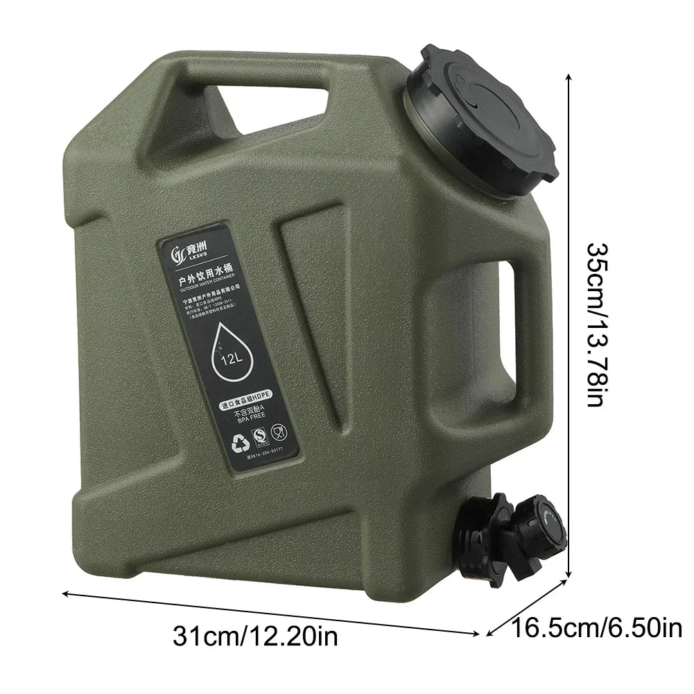 10/12L Outdoor Camping Water Bag with Faucet - Large-Capacity Portable Water Container for Picnic & Hiking