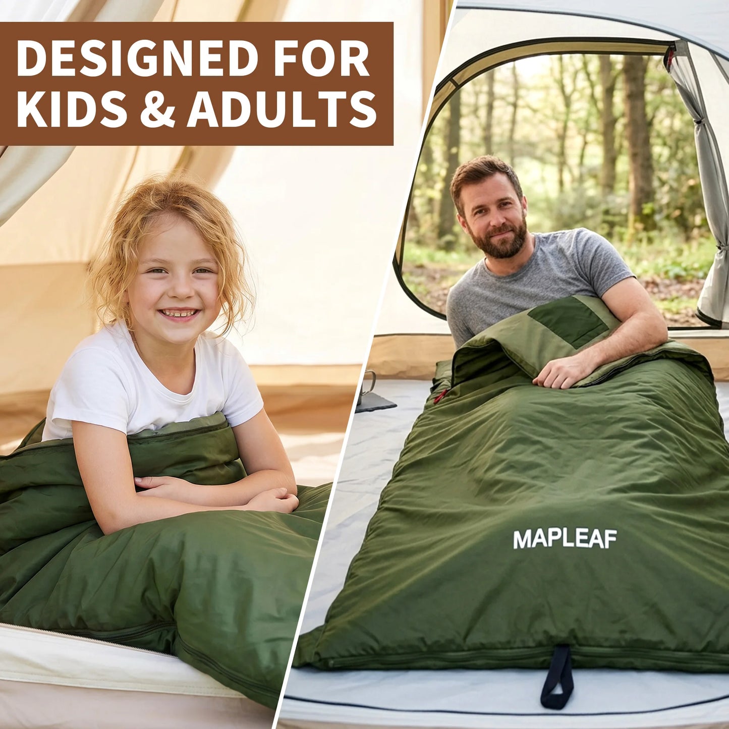 MAPLEAF Sleeping Bag Outdoor Ultralight Portable Waterproof Summer Sleeping Bag Envelope Cotton Camping Sleeping Bag