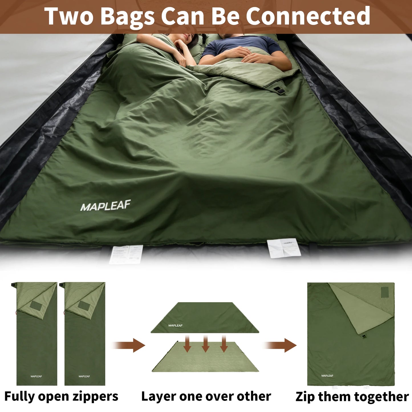 MAPLEAF Sleeping Bag Outdoor Ultralight Portable Waterproof Summer Sleeping Bag Envelope Cotton Camping Sleeping Bag