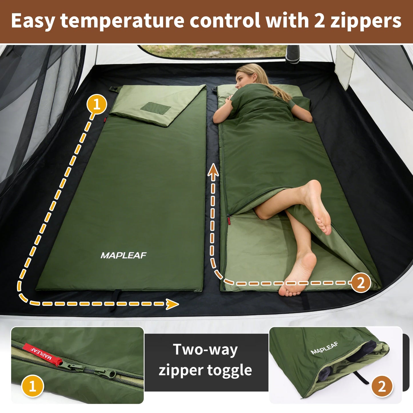 MAPLEAF Sleeping Bag Outdoor Ultralight Portable Waterproof Summer Sleeping Bag Envelope Cotton Camping Sleeping Bag