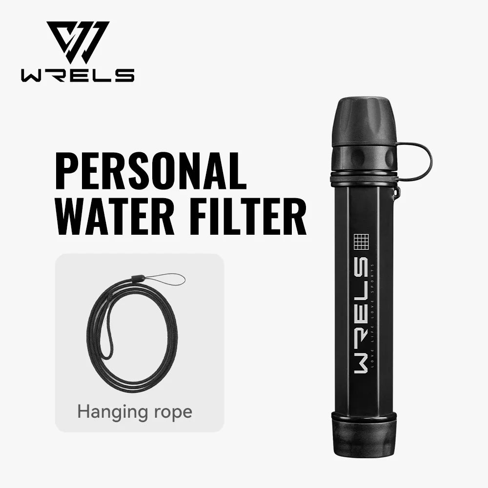 WRELS Outdoor Portable Water Purification Filter Carbon Fiber Water Purifier Hiking Camping Emergency Survival Supplies