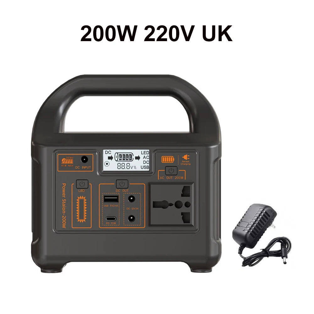 Gaiaray Portable Power Station 100W 200W Solar Generator AC 110V 220V Emergency Power UPS LiFePO4 Battery for Home Camping RV
