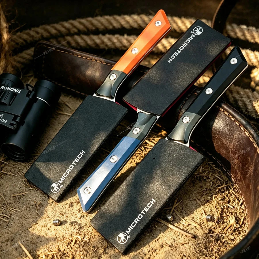 D2 Steel Fixed Blade Cleaver Knife G10 Aluminum Handle EDC Knife Compact Bushcraft Utility Knife Outdoor Processing Hiking Knife Fixed Blade Knife with Hard Sheath Gift for Men