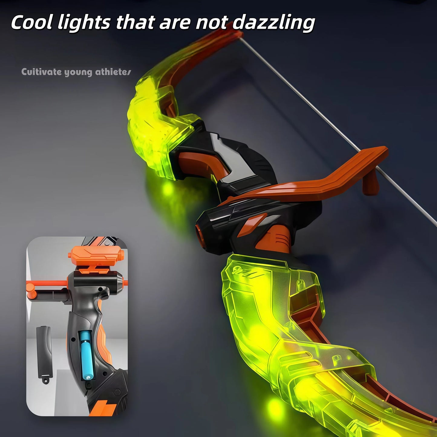 Bow and arrow set for kids, LED light archery playset, 10 suction cup arrows, big support dartboard, birthday gifts for boys