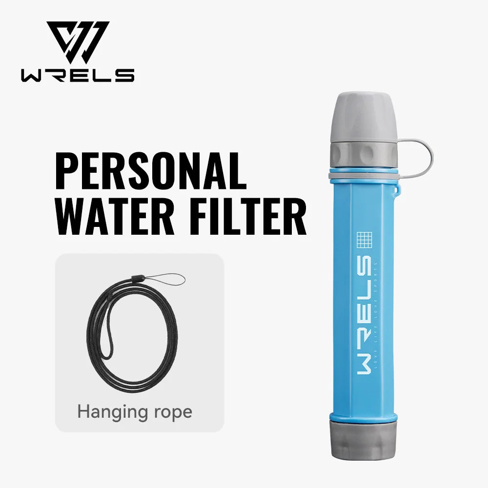WRELS Outdoor Portable Water Purification Filter Carbon Fiber Water Purifier Hiking Camping Emergency Survival Supplies