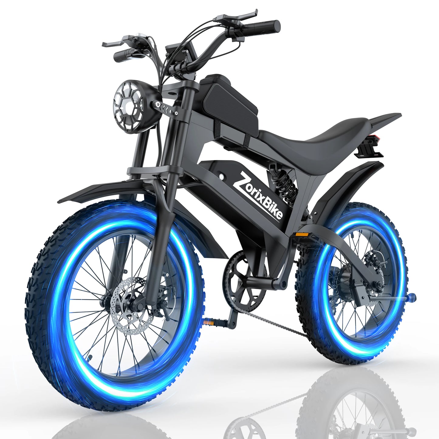 ZorixBike R8Max Adult Ebike 3000W Motor 35 MPH 48V 20Ah Lithium-Ion Battery 40-80 Mile Range Front 19"/ Rear 17"  Off-Road Tires