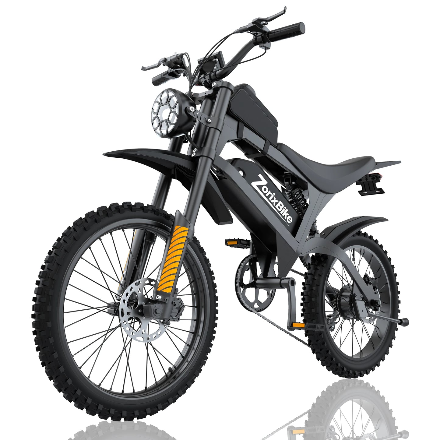 ZorixBike R8Max Adult Ebike 3000W Motor 35 MPH 48V 20Ah Lithium-Ion Battery 40-80 Mile Range Front 19"/ Rear 17"  Off-Road Tires