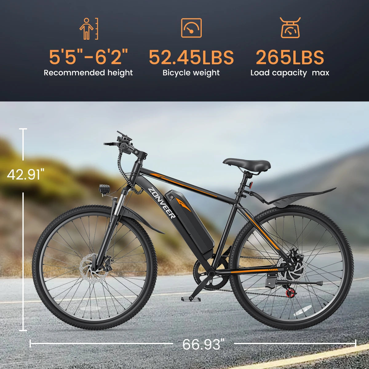【1 Year Warranty】M26 Electric Bicycle 1000W Peak Motor 360WH Lithium Battery Electric Bike 26 Inch City E-bike UL2849