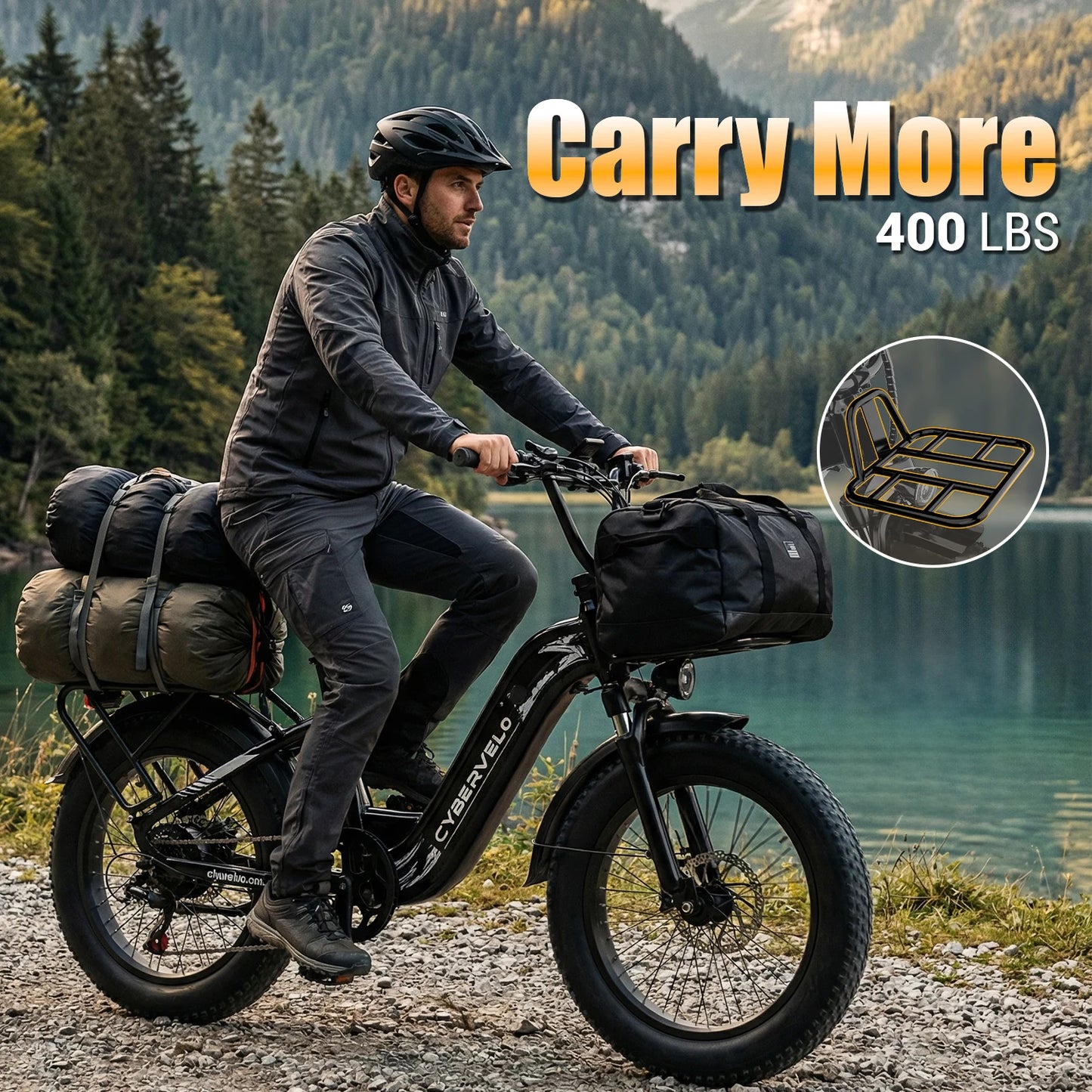 Cybervelo New arrival 20" Off-Road Sports E-bike, 1000W Peak 20ah Battery, 80 Miles Long Range 7-Speed Shift Electric Bike EK8