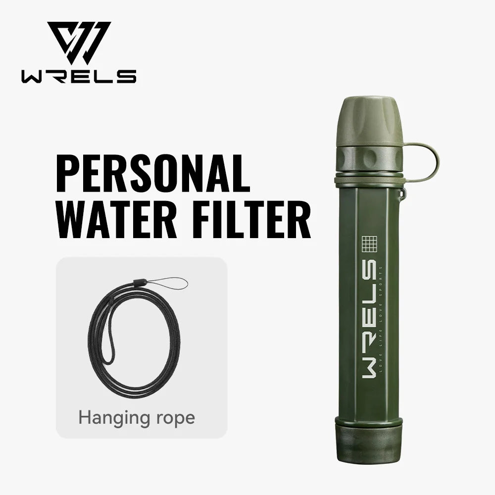 WRELS Outdoor Portable Water Purification Filter Carbon Fiber Water Purifier Hiking Camping Emergency Survival Supplies