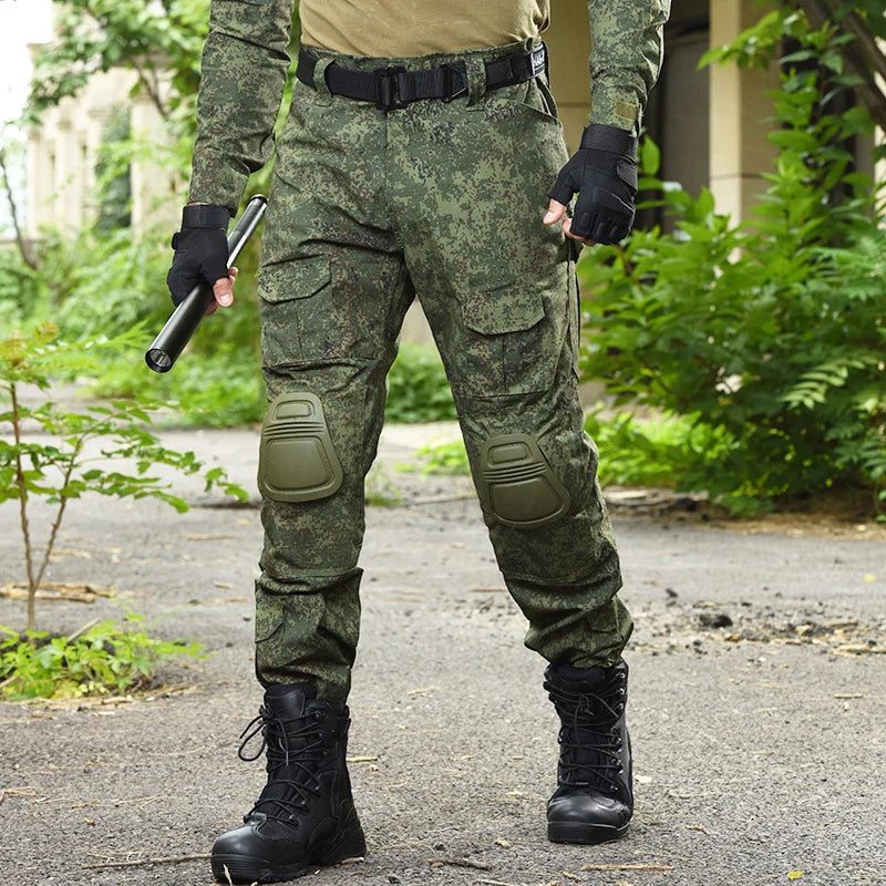 Tactical Pants Softair Camo Training Trousers Wear-resistant Hiking Pant Paintball Combat Pant with Knee Pads Hunting Clothes