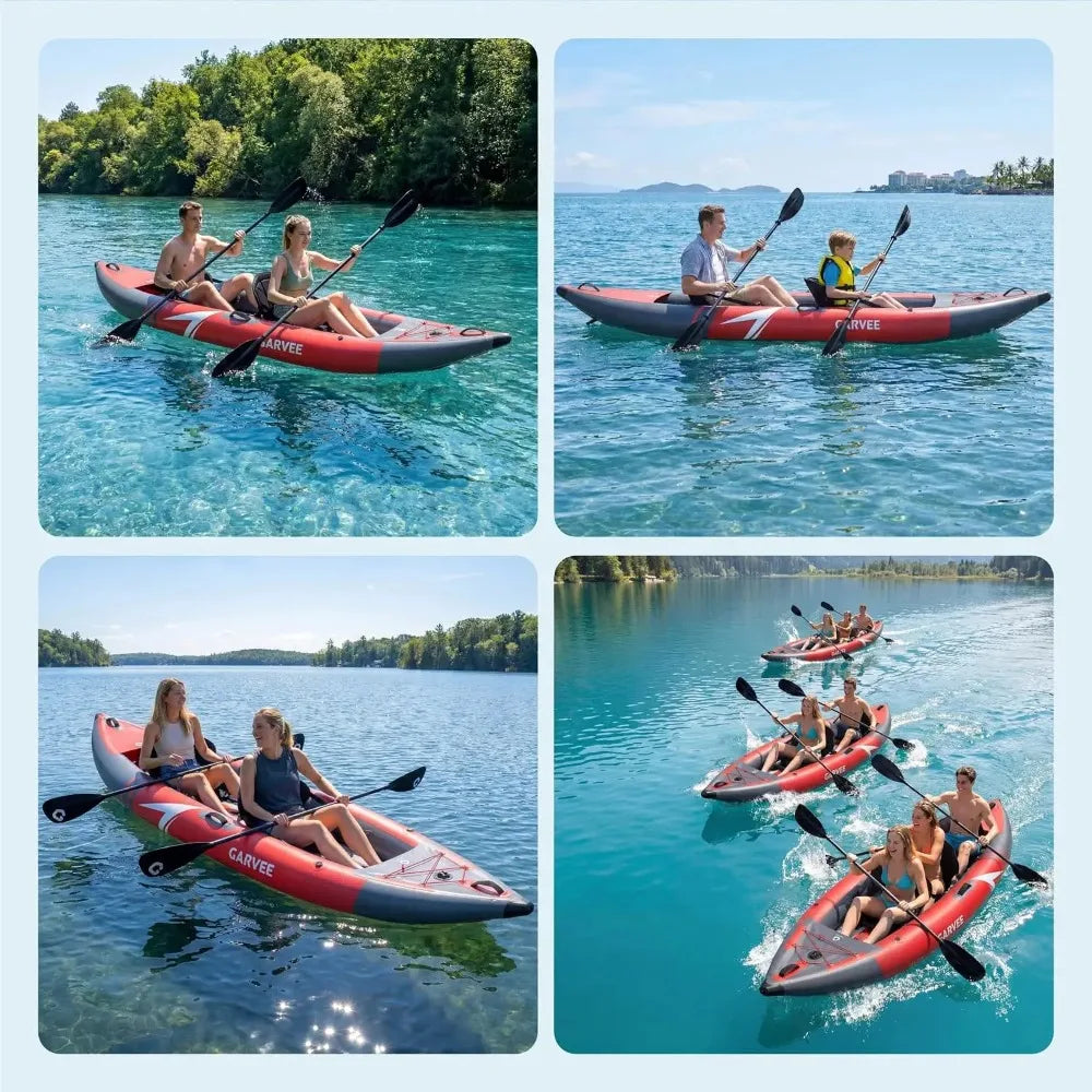 Heavy Duty PVC Inflatable Kayak, Padded Seat & 3 Fins for Fishing & Daily Water Use, Complete Accessories, Custom