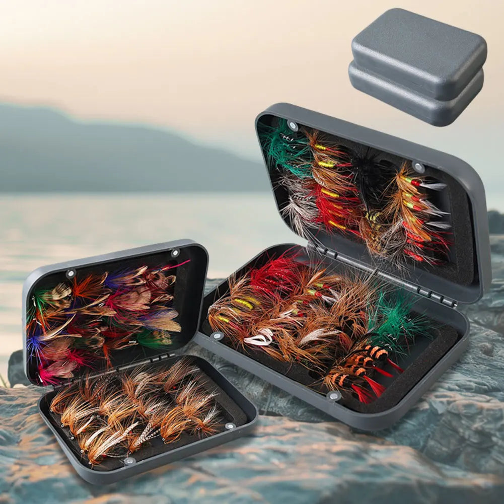 60/41pcs Box Bionic Fly Hook Set Artificial Insect Fishing Baits Bionic Insects Flies with Box Fly Fishing Lures for Trout Carp