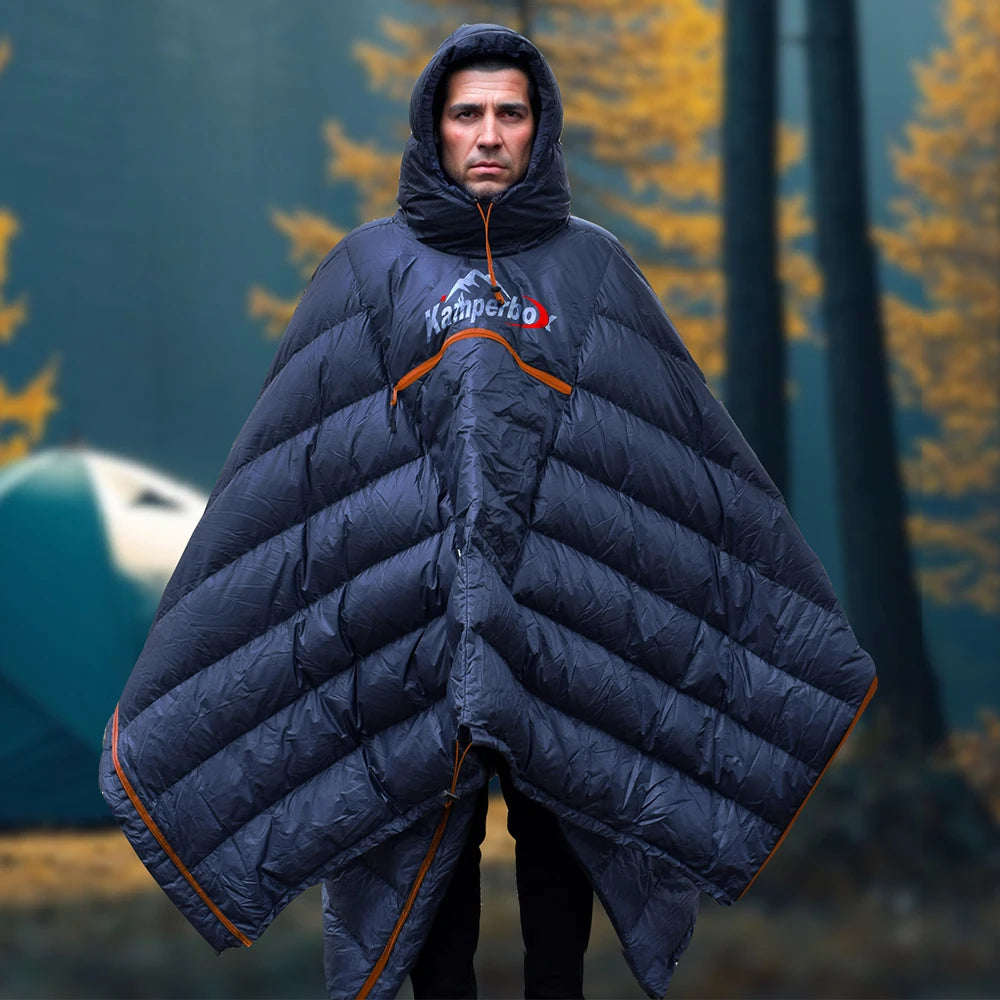Kamperbox Winter Sleeping Bag Poncho Winter Camping Poncho Winter Wearable Sleeping Bag Camping Blanket PC600