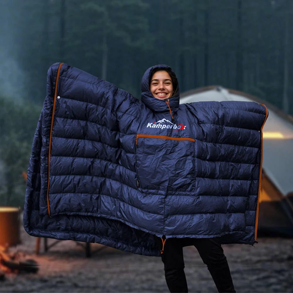 Kamperbox Winter Sleeping Bag Poncho Winter Camping Poncho Winter Wearable Sleeping Bag Camping Blanket PC600