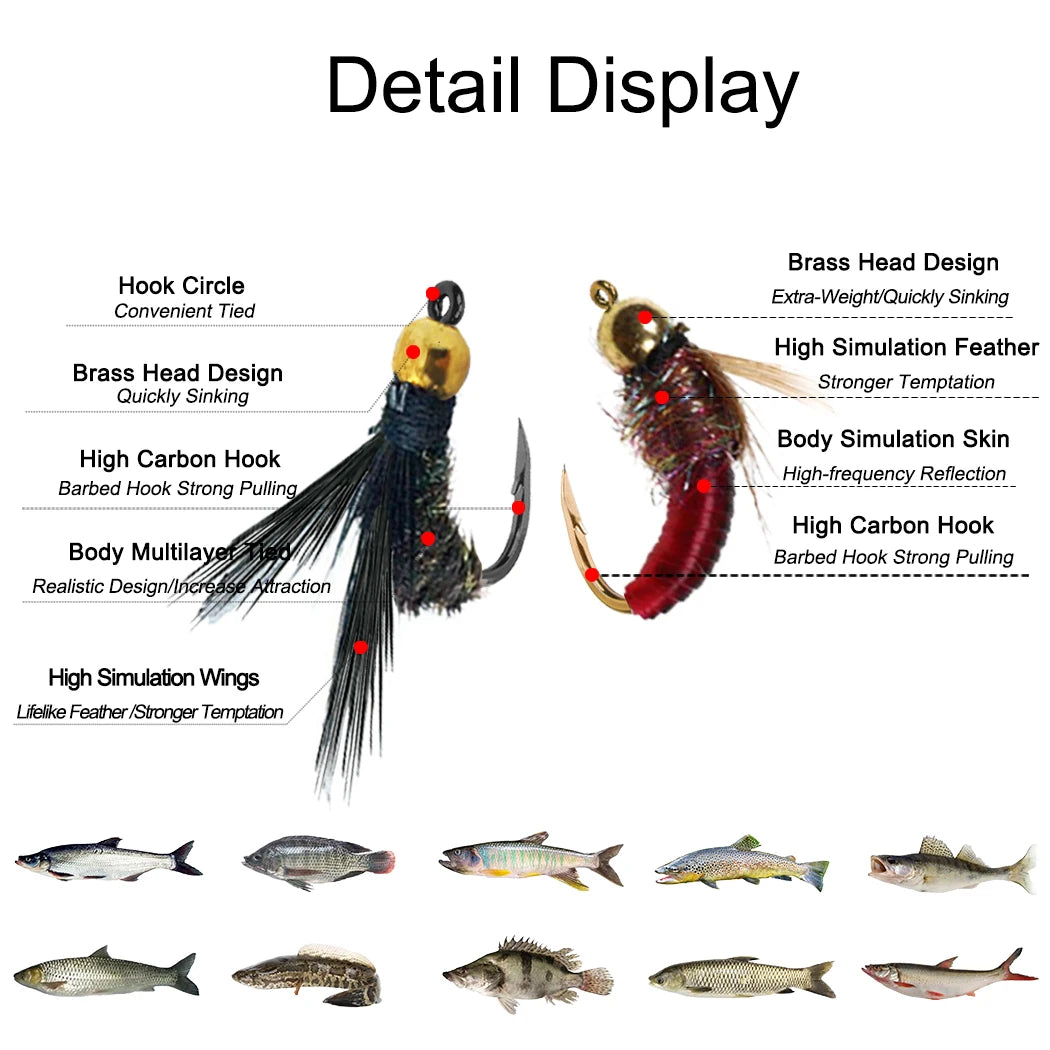 Trout Fishing Flies Set, 40/102Pcs- Handmade Fly Fishing Lures with Carbon Steel Hooks With Flies Box
