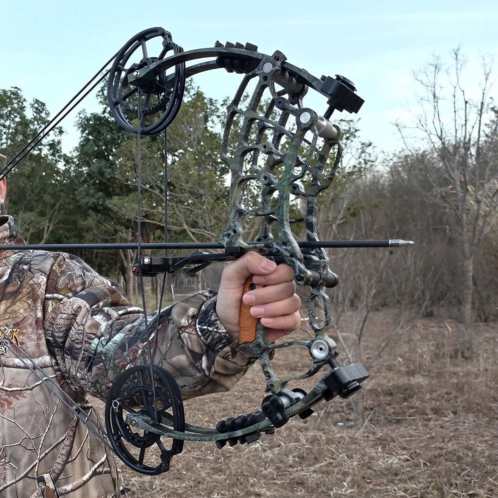 Archery Dual-use Compound Bow Set 30-60Lbs Multi-Function Archery Equipment Compatible with Steel Balls and Standard Arrows Fits Left & Right Hand Shooters for Outdoor Fishing Hunting and Recreational Target Practice