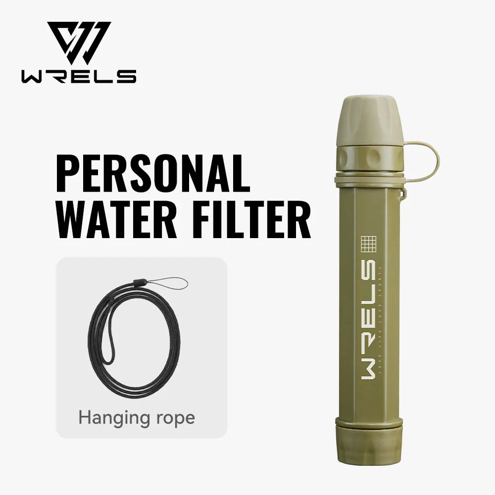 WRELS Outdoor Portable Water Purification Filter Carbon Fiber Water Purifier Hiking Camping Emergency Survival Supplies