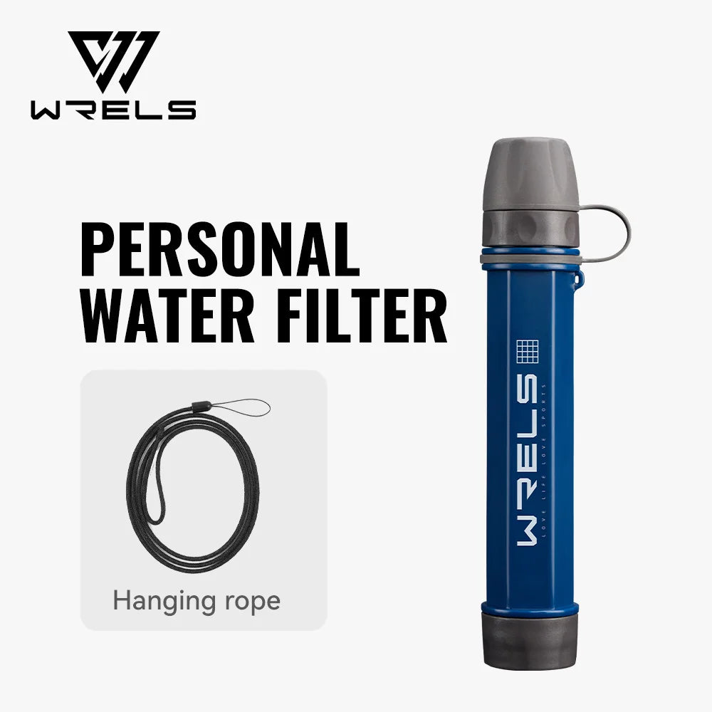 WRELS Outdoor Portable Water Purification Filter Carbon Fiber Water Purifier Hiking Camping Emergency Survival Supplies
