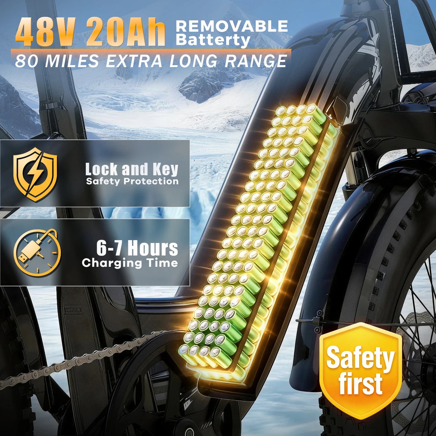 Cybervelo New arrival 20" Off-Road Sports E-bike, 1000W Peak 20ah Battery, 80 Miles Long Range 7-Speed Shift Electric Bike EK8