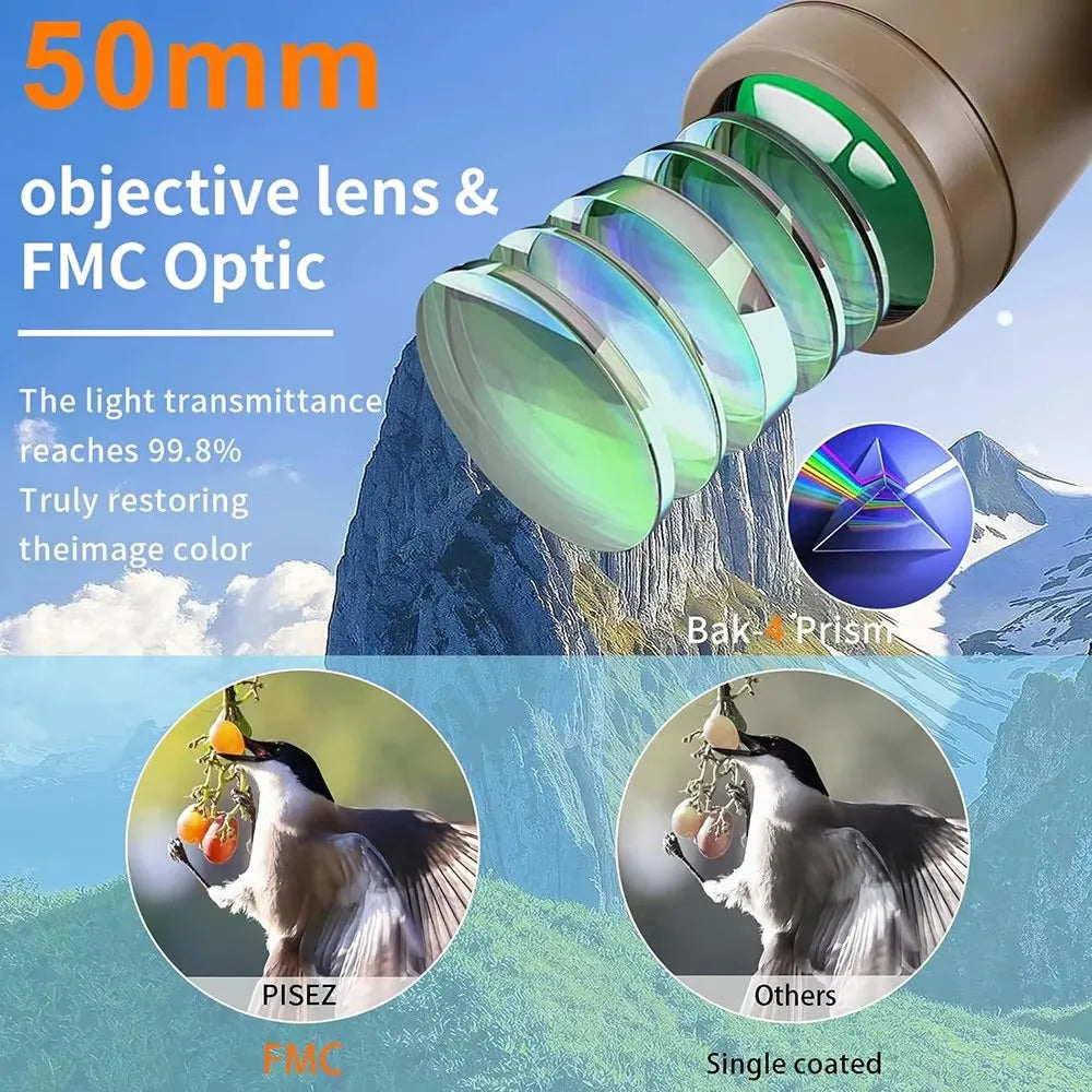 20x50 High Power Binoculars for Adults with Smartphone Adapter HD Professional Compact Binocular for Bird Watching Hiking Travel