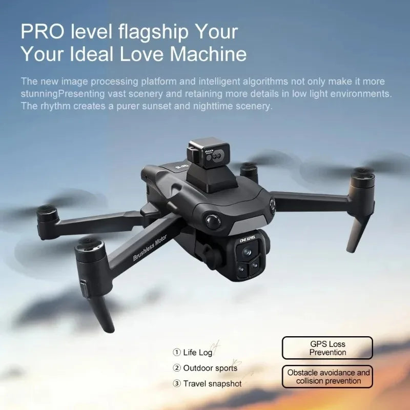Folding Drone Lenovo A1R 3S, Large Screen Remote Control Camera Aerial FPV, Professional 8K GPS, Brush power Laser Obstacle.