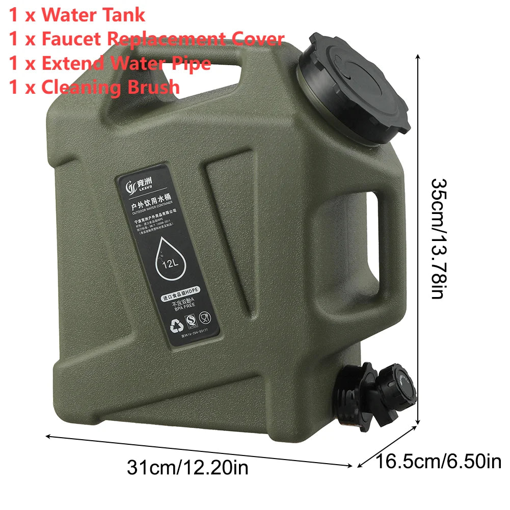 11L/12L Large Water Tank Outdoor Water Bin with Faucet & USB Rechargeable Electric Water Pump Water Tank for Camping Fishing
