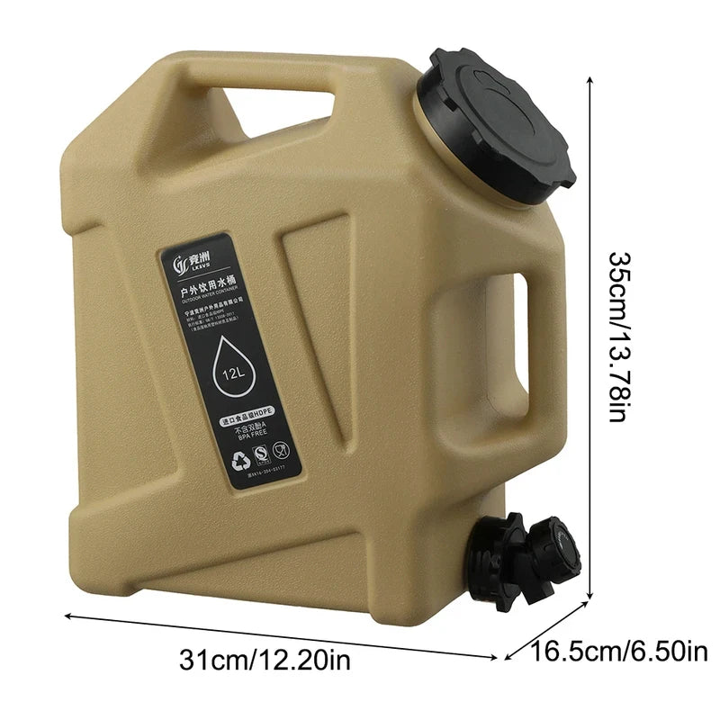 10/12L Outdoor Camping Water Bag with Faucet - Large-Capacity Portable Water Container for Picnic & Hiking