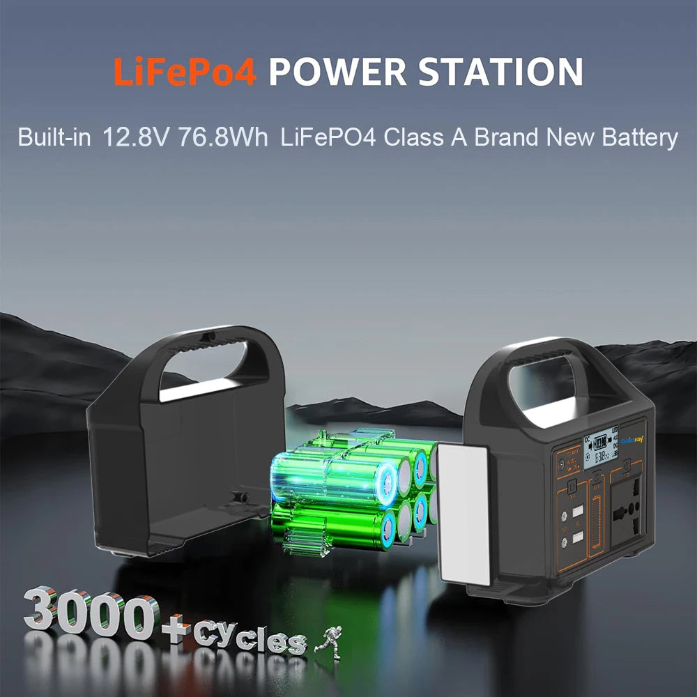 Gaiaray Portable Power Station 100W 200W Solar Generator AC 110V 220V Emergency Power UPS LiFePO4 Battery for Home Camping RV