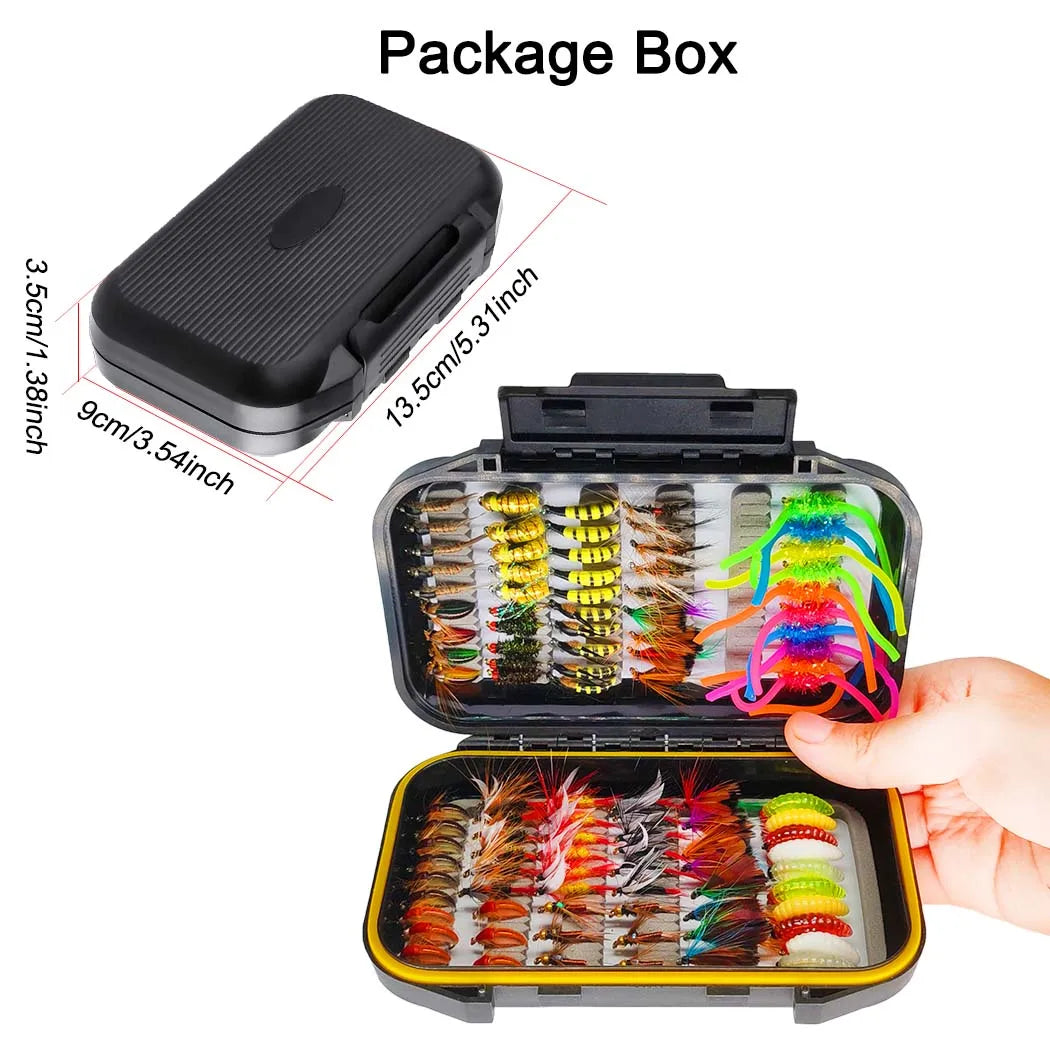 Trout Fishing Flies Set, 40/102Pcs- Handmade Fly Fishing Lures with Carbon Steel Hooks With Flies Box