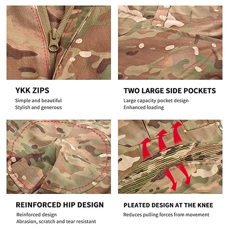 Cargo Pants Uniforms Men Clothing Outdoor Camo Breathable Suit Combat Shirts Tactical Suits Uniform Hunting Clothes
