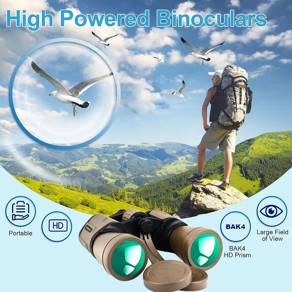 20x50 High Power Binoculars for Adults with Smartphone Adapter HD Professional Compact Binocular for Bird Watching Hiking Travel