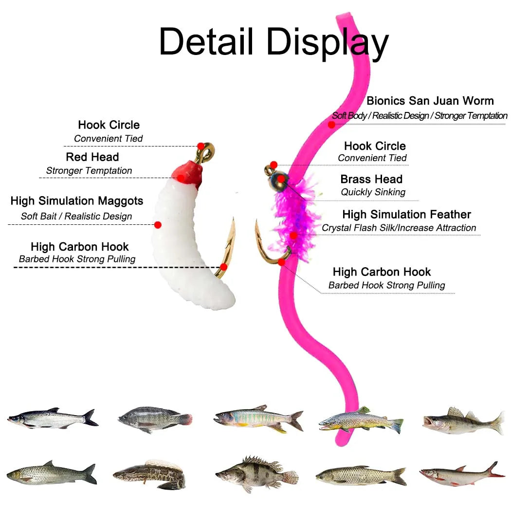 Trout Fishing Flies Set, 40/102Pcs- Handmade Fly Fishing Lures with Carbon Steel Hooks With Flies Box