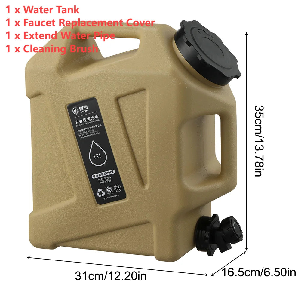 11L/12L Large Water Tank Outdoor Water Bin with Faucet & USB Rechargeable Electric Water Pump Water Tank for Camping Fishing