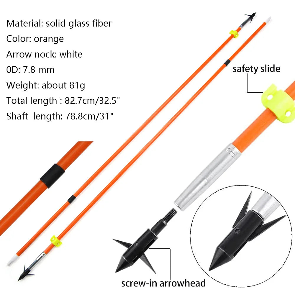 Archery Bowfishing Set 40 Pound Recurve Straight Bow Matching Solid Fiberglass Fish Arrows Equipped with Fishing Reel Full Accessory Kit for Adult Outdoor Water Fishing Hunting Practice Equipment