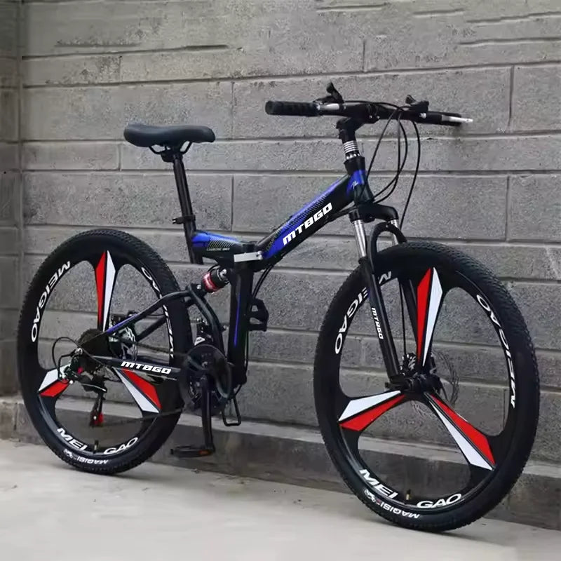 24 26 29 Inch 21 Speed Foldable Mountain Bike, Adult Downhill BMX Folding Bicycle for Men