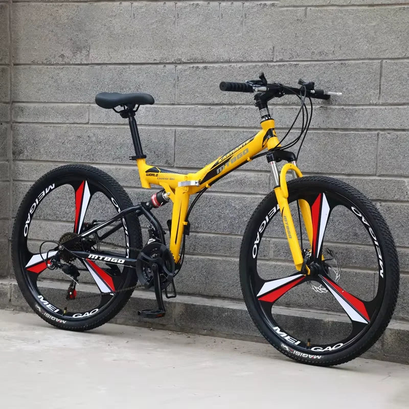 24 26 29 Inch 21 Speed Foldable Mountain Bike, Adult Downhill BMX Folding Bicycle for Men