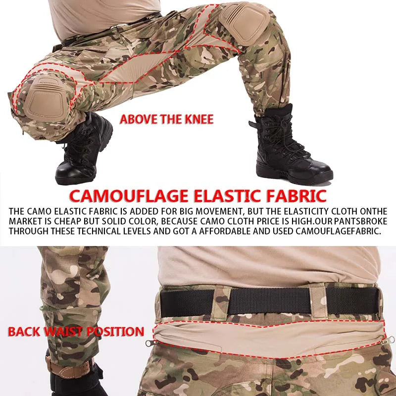 Outdoor Tactical Pants Men Clothing G3 Combat Pants with Knee Pads Airsoft Trousers Range Green Hunting Clothes TOP Elasticity