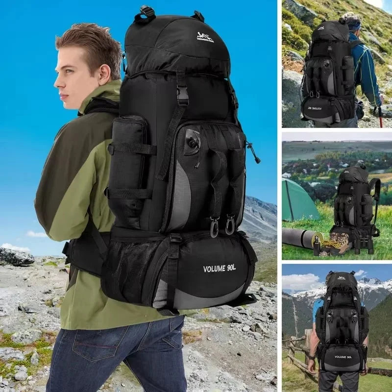 90L Waterproof Hiking Backpack Camping Rucksack Large Capacity Travel Outdoor Sports Bag for Trekking Backpacking and Adventure