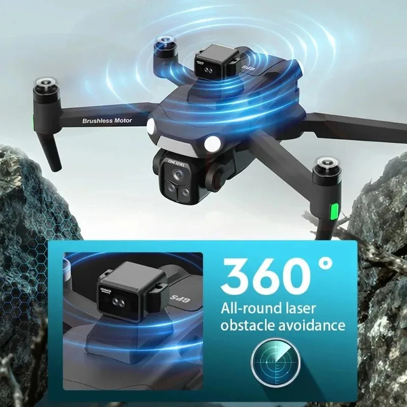 Folding Drone Lenovo A1R 3S, Large Screen Remote Control Camera Aerial FPV, Professional 8K GPS, Brush power Laser Obstacle.