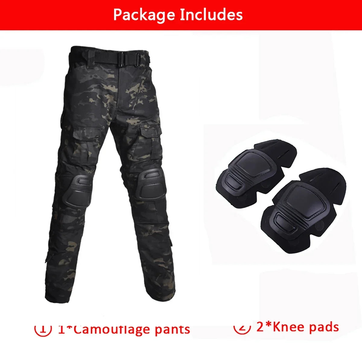 Tactical Pants Softair Camo Training Trousers Wear-resistant Hiking Pant Paintball Combat Pant with Knee Pads Hunting Clothes