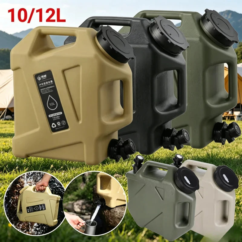 10/12L Outdoor Camping Water Bag with Faucet - Large-Capacity Portable Water Container for Picnic & Hiking