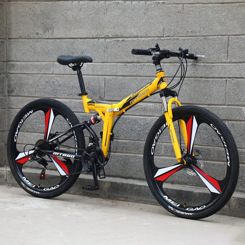 24 26 29 Inch 21 Speed Foldable Mountain Bike, Adult Downhill BMX Folding Bicycle for Men