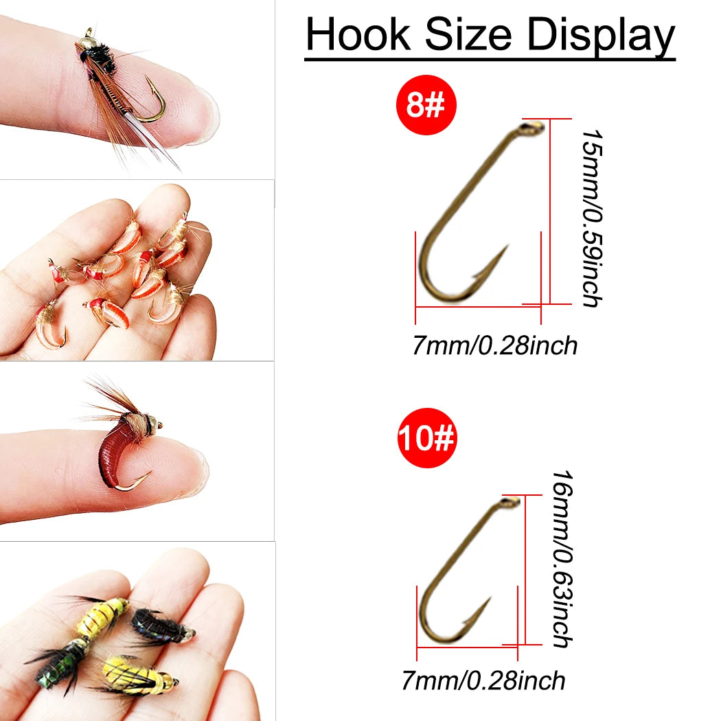 Trout Fishing Flies Set, 40/102Pcs- Handmade Fly Fishing Lures with Carbon Steel Hooks With Flies Box