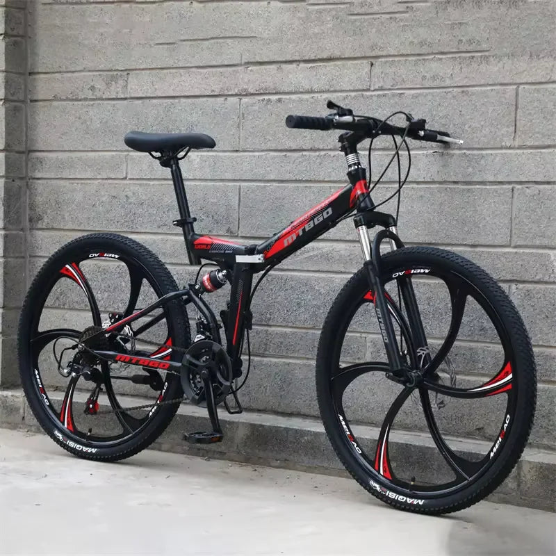 24 26 29 Inch 21 Speed Foldable Mountain Bike, Adult Downhill BMX Folding Bicycle for Men