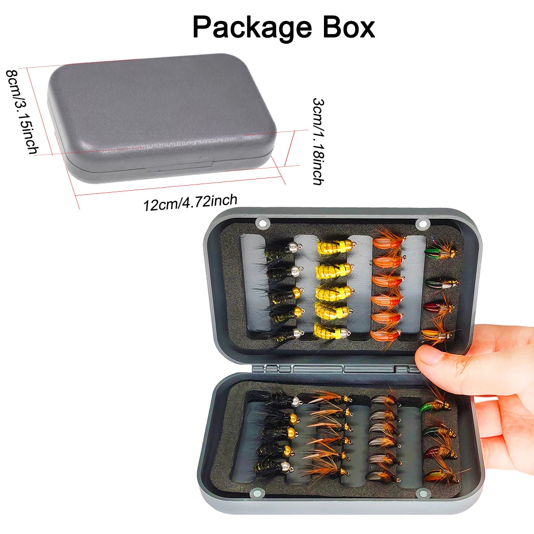 Trout Fishing Flies Set, 40/102Pcs- Handmade Fly Fishing Lures with Carbon Steel Hooks With Flies Box